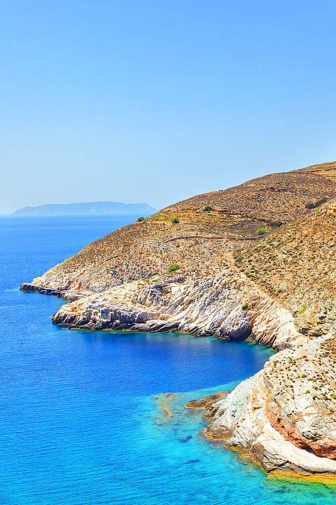 View of Livadaki bay, Folegandros Island, Cyclades Islands, Greek Islands, Greece, Europe