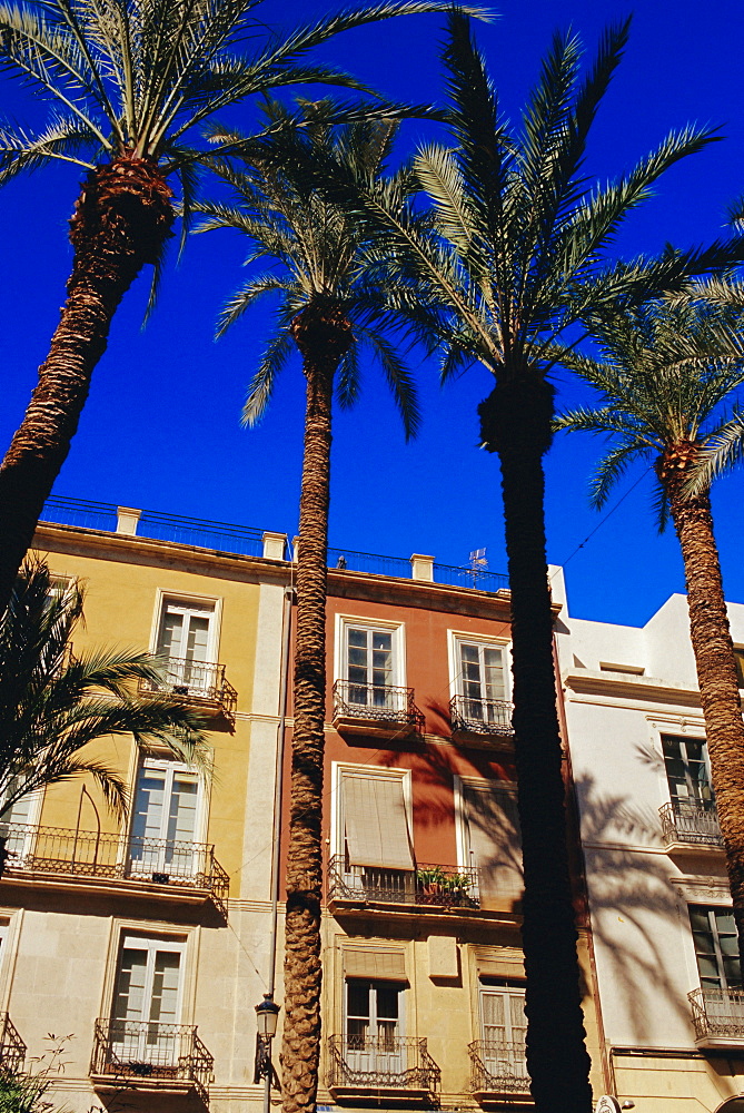 Old building facades, Alicante, Spain, Europe