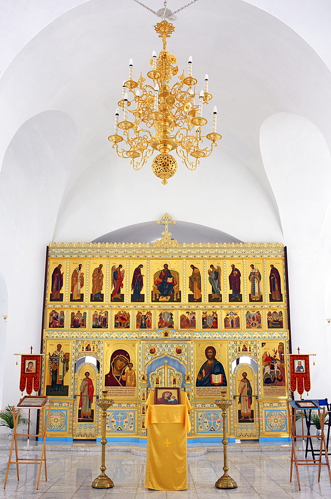 Altar area of the newly-built Russian Orthodox Cathedral in historic centre, Habana Vieja (Old Havana), Havana, Cuba, West Indies, Central America