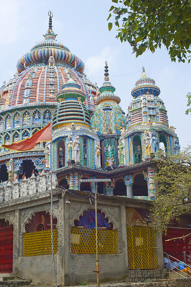 The colourful 14th century Dewri Mandir Temple dedicated to Durga, the Hindu Mother Goddess, Ranchi, Jharkhand, India, Asia