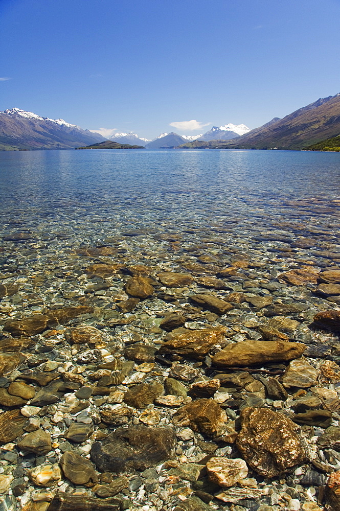 Clear waters of Lake Wakatipu, near Queenstown, Otago, South Island, New Zealand, Pacific