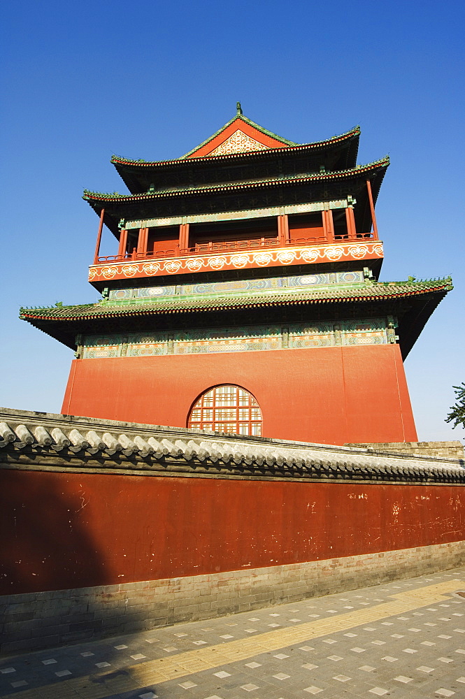 The Drum Tower, a later Ming dynasty version originally built in 1273 marking the centre of the old Mongol capital, Beijing, China, Asia