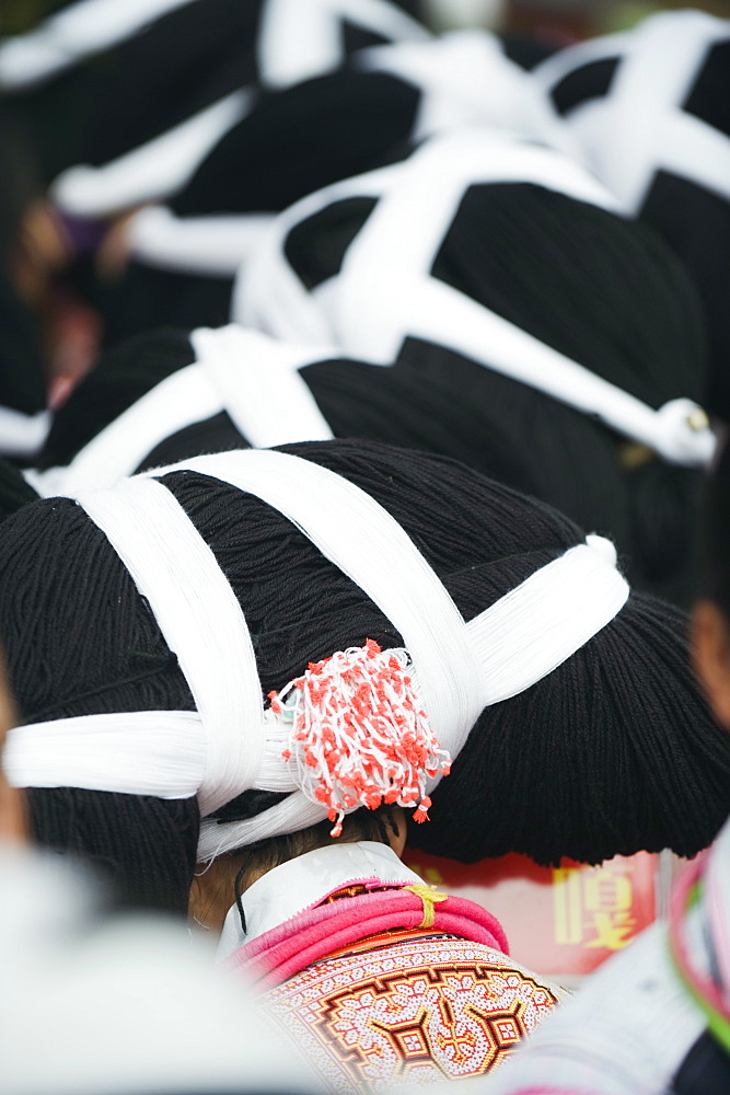 Long Horn Miao lunar New Year festival celebrations in Sugao ethnic village, Guizhou Province, China, Asia