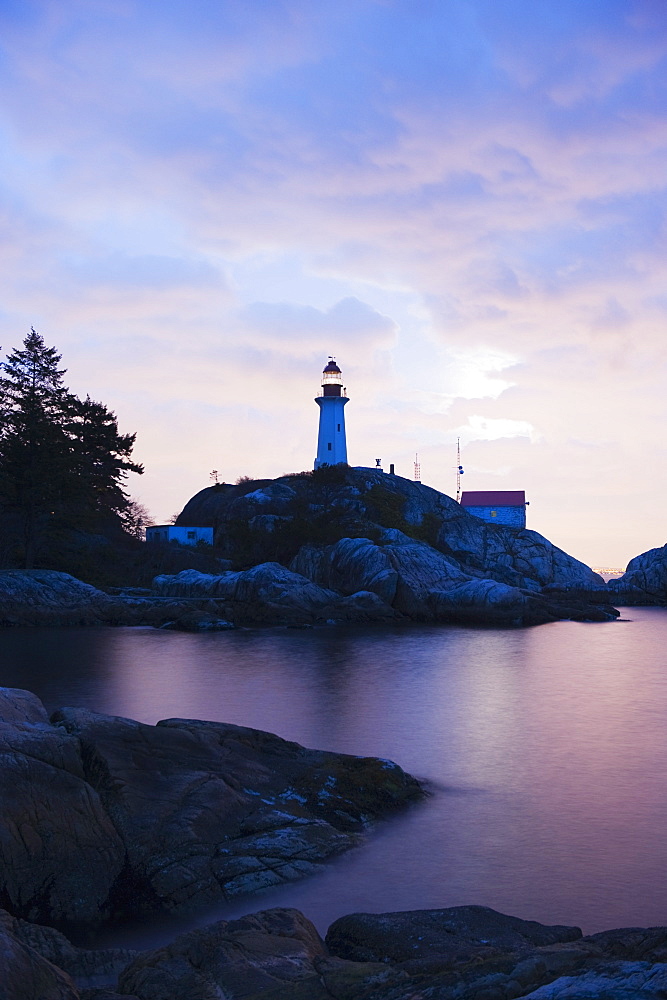 Point Atkinson lighthouse, on the Strait of Georgia, Vancouver, British Columbia, Canada, North America