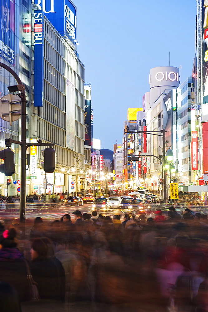 Night lights at Shibuya crossing, Shibuya ward, Tokyo, Japan, Asia