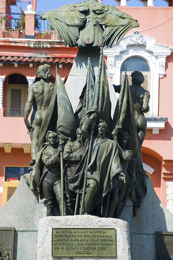 Statue in Park Bolivar, historical old town, UNESCO World Heritage Site, Panama City, Panama, Central America