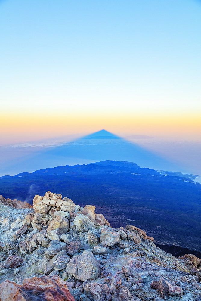 Shadow of Pico del Teide, 3718m, highest mountain in Spain, Teide National Park, UNESCO World Heritage Site, Tenerife, Canary Islands, Spain, Atlantic, Europe