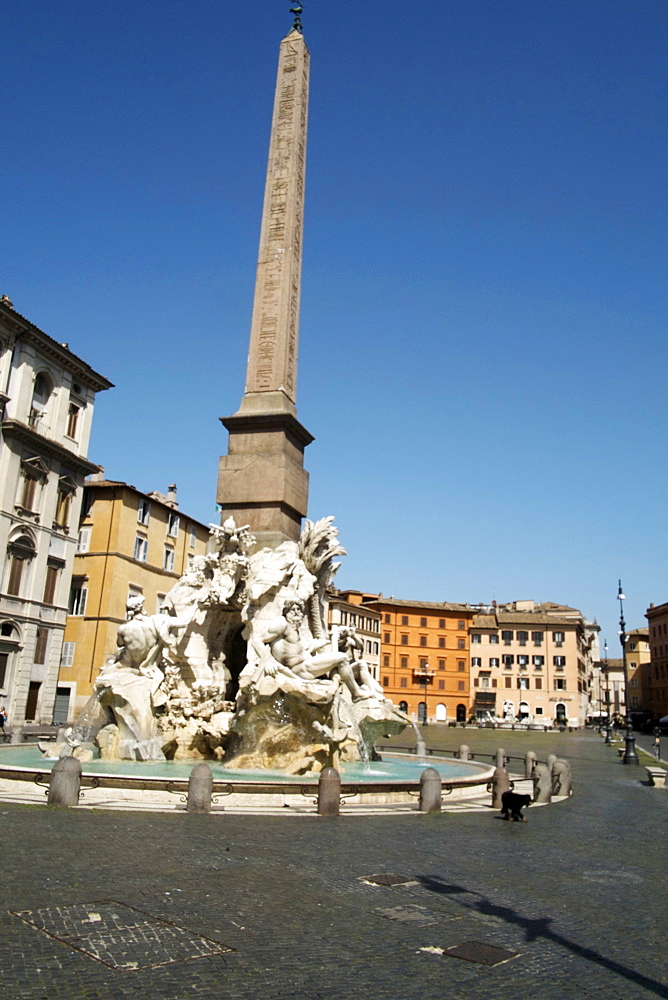 The Four Rivers fountain, Navona Square, Rome, Lazio, Italy, Europe