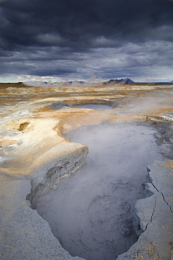 Hverir geothermal fields at the foot of Namafjall mountain, Myvatn Lake area, Iceland, Polar Regions