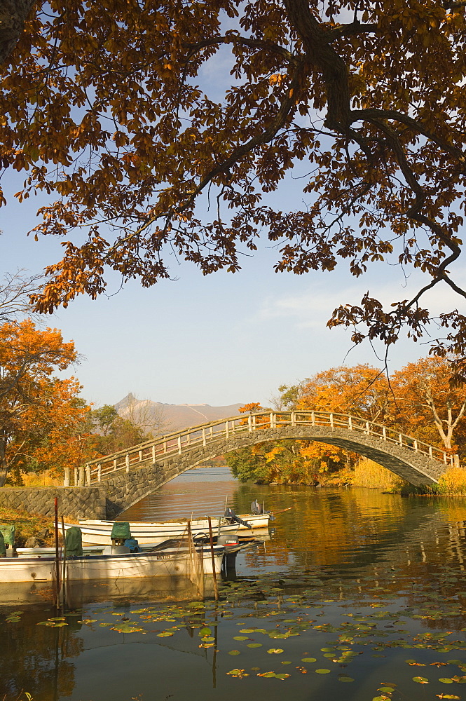 Lake Onuma and Mount Komaga-dake, Onuma Quasi-National Park, Hokkaido, Japan, Asia