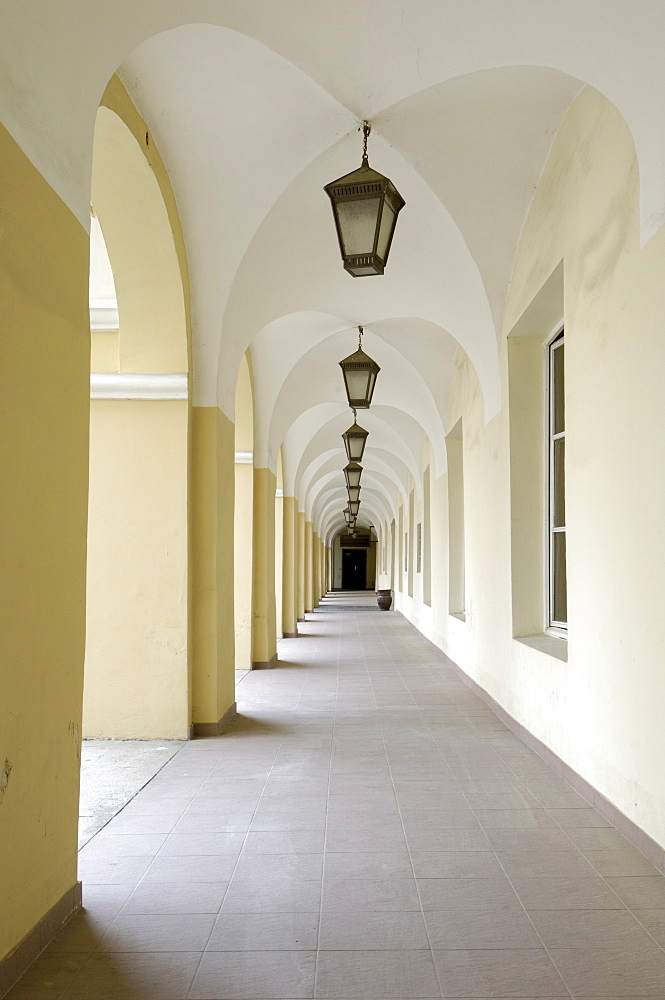 Courtyard cloisters in the university, Vilnius, Lithuania, Baltic States, Europe