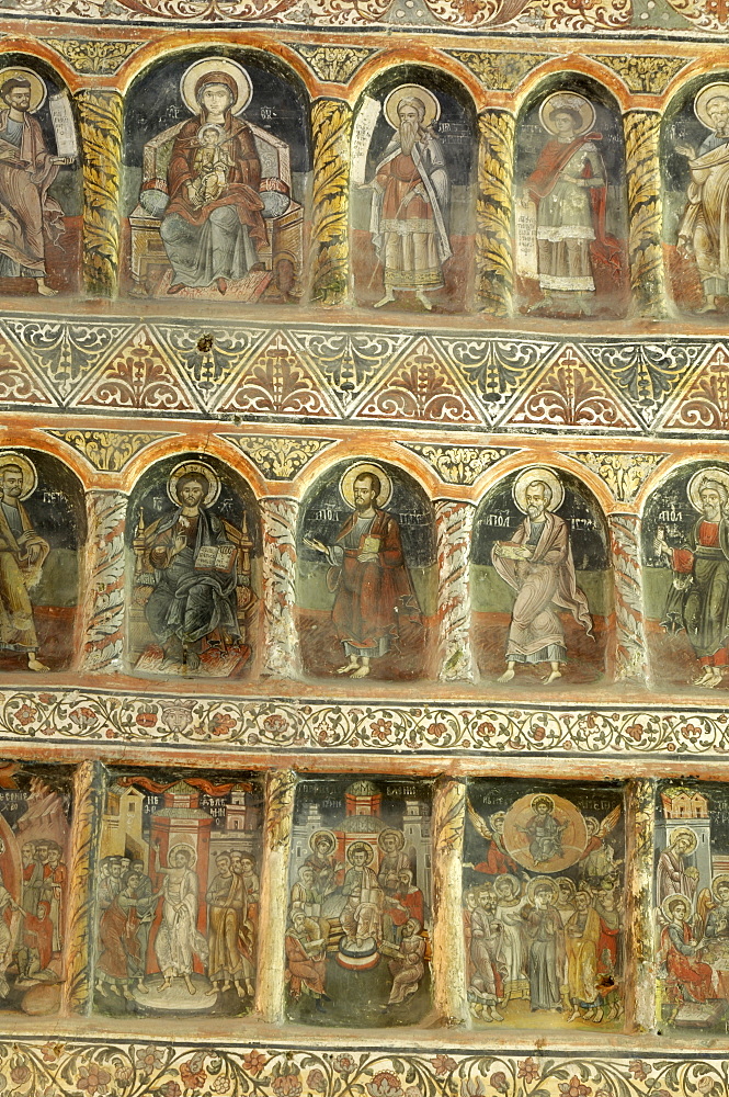 Frescoes inside the Princely Church, Court of Arges, Curtea de Arges, Wallachia, Romania, Europe