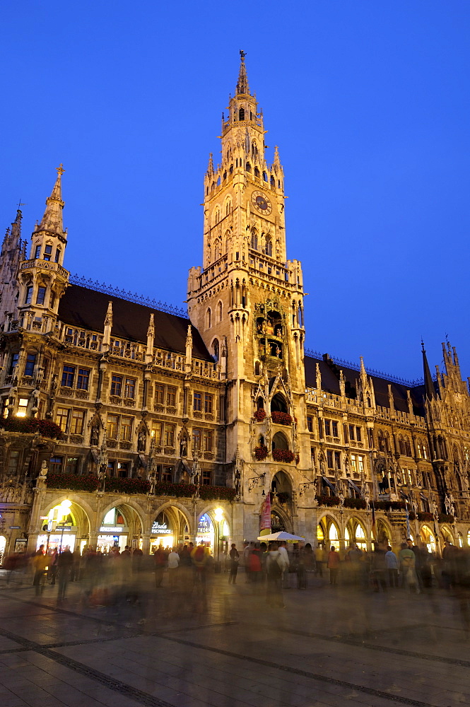 Neues Rathaus (New Town Hall), at night, Marienplatz, Munich, Bavaria (Bayern), Germany, Europe