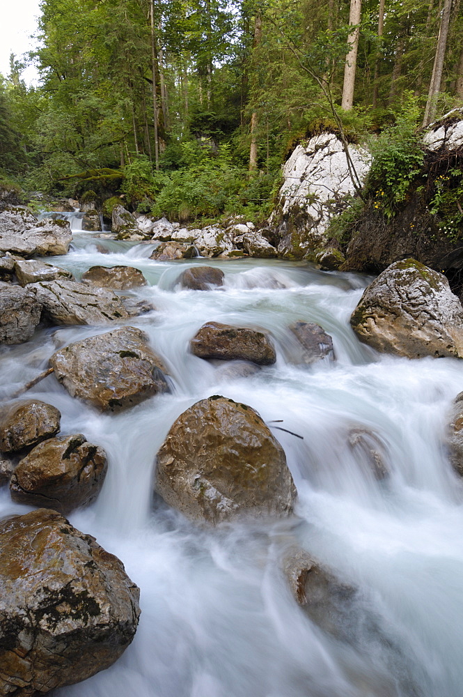 Alpine river, near Ramsau, Berchtesgaden, Bavaria, Germany, Europe