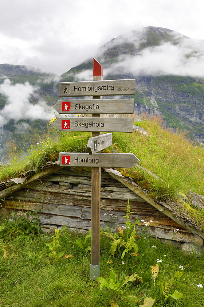 Homlongsaetra mountain farm, Geirangerfjorden near Geiranger, UNESCO World Heritage Site, More og Romsdal, Norway, Scandinavia, Europe