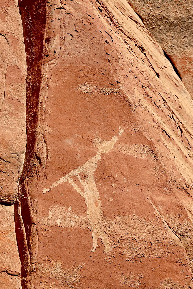 Flute player pictograph, Honanki Heritage Site, Coconino National Forest, Arizona, United States of America, North America