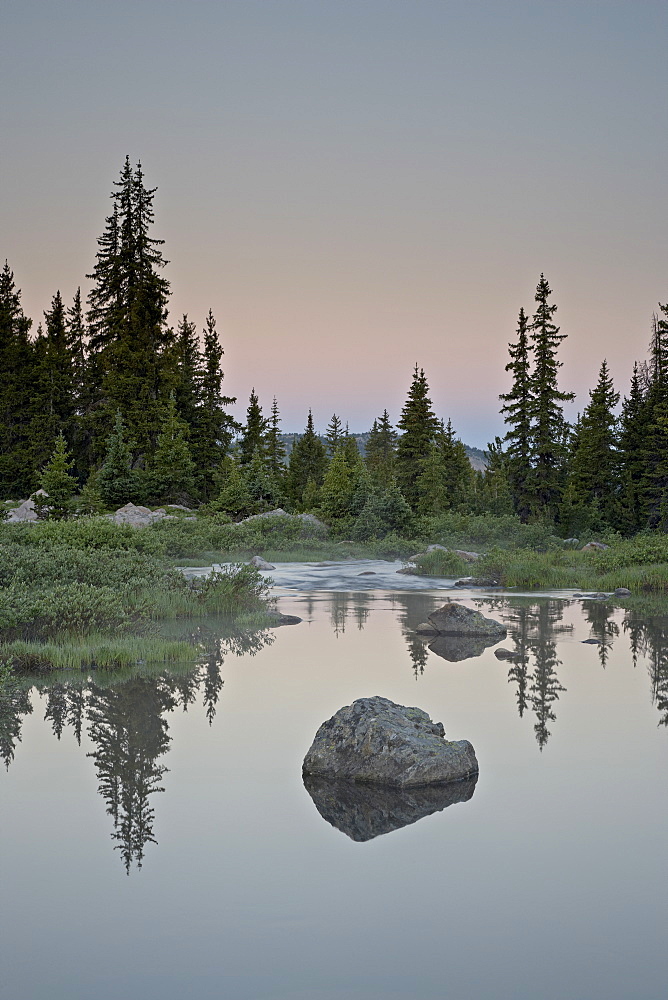 Little Bear Creek at dawn, Shoshone National Forest, Montana, United States of America, North America