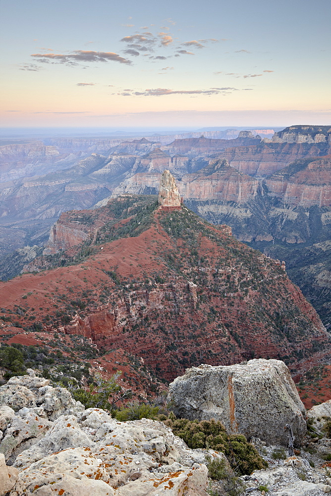 Mount Hayden at dusk from Point Imperial, North Rim, Grand Canyon National Park, UNESCO World Heritage Site, Arizona, United States of America, North America