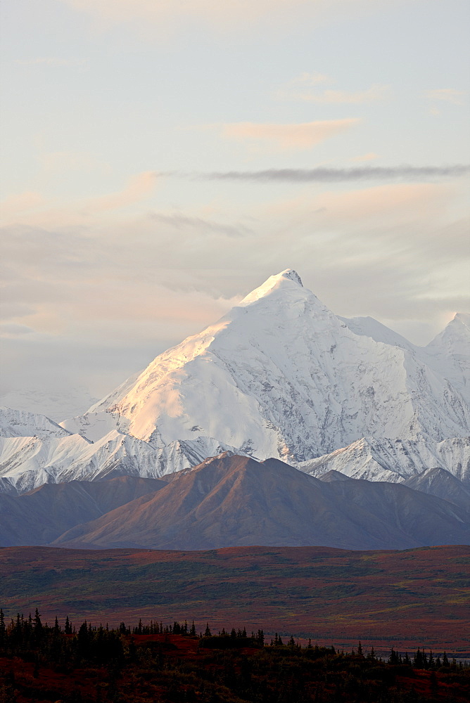 Mount Foraker in the fall, Denali National Park and Preserve, Alaska, United States of America, North America