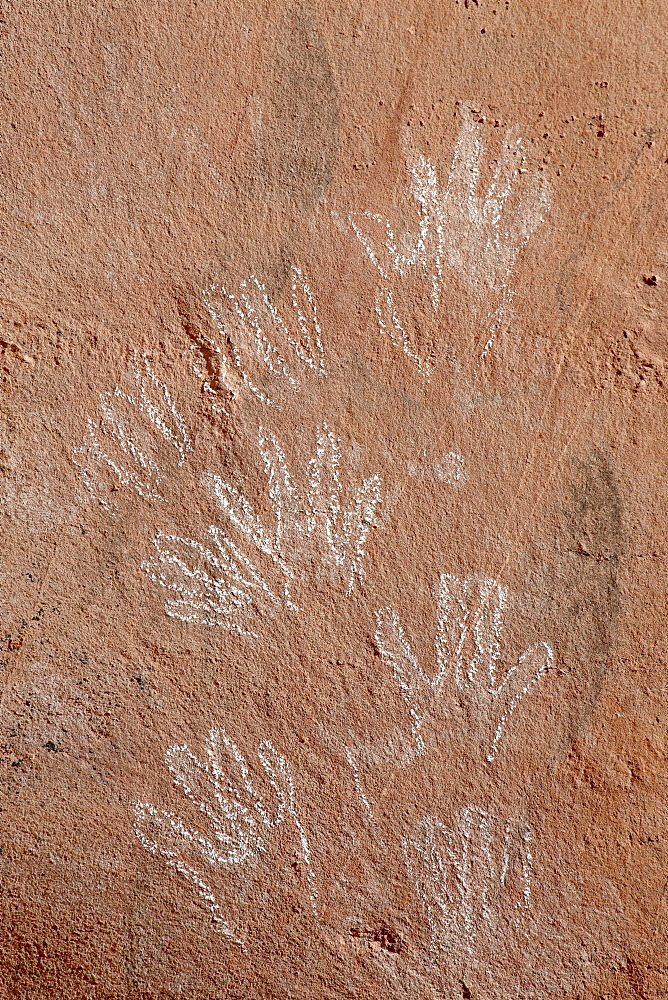 Hand pictographs, Honanki Heritage Site, Coconino National Forest, Arizona, United States of America, North America