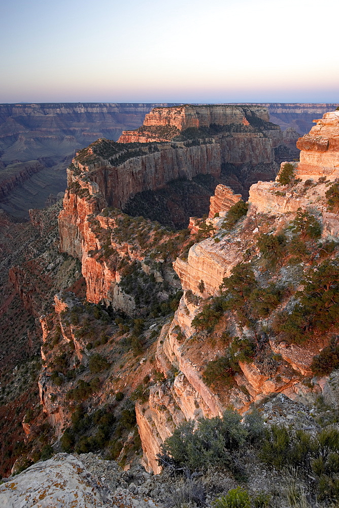 Looking south from Cape Royal on the North Rim at dawn, Grand Canyon National Park, UNESCO World Heritage Site, Arizona, United States of America, North America