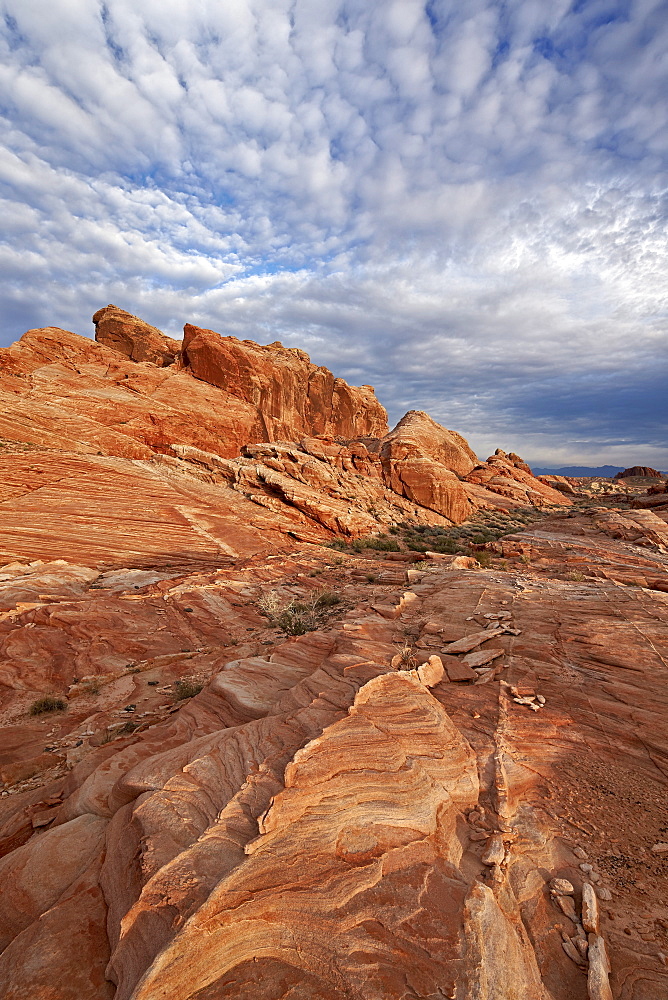 Sandstone formation with clouds, Valley of Fire State Park, Nevada, United States of America, North America