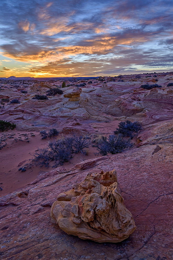 Sunrise over sandstone formations, Coyote Buttes Wilderness, Vermilion Cliffs National Monument, Arizona, United States of America, North America