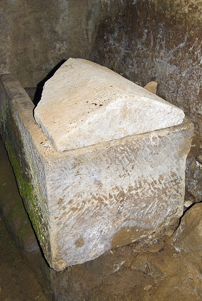 Etruscan necropolis of Madonna dell'Olivo, Tomb of Curunas Family, Tuscania, Viterbo, Lazio, Italy, Europe