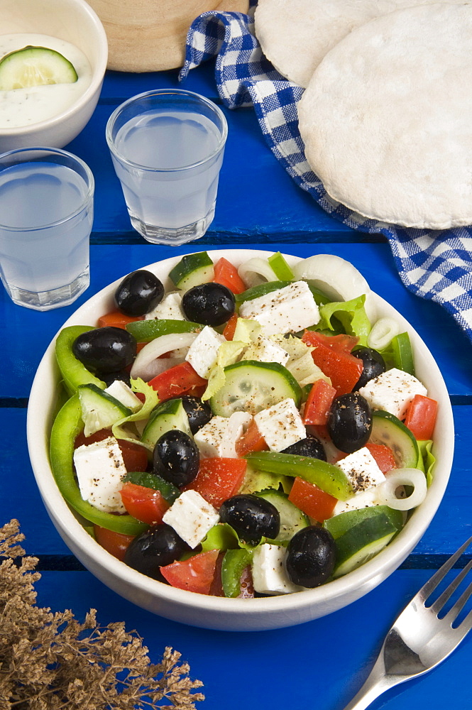 Greek Salad with feta and olives, Greek food, Greece, Europe