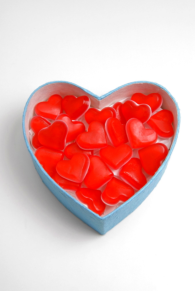 Heart shaped box of soft candy hearts for Valentine's Day