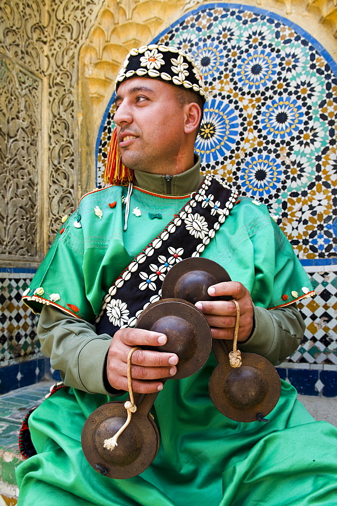 Carcabav? player (iron castanets),  Kasbah, Tangier, Morocco, North Africa, Africa