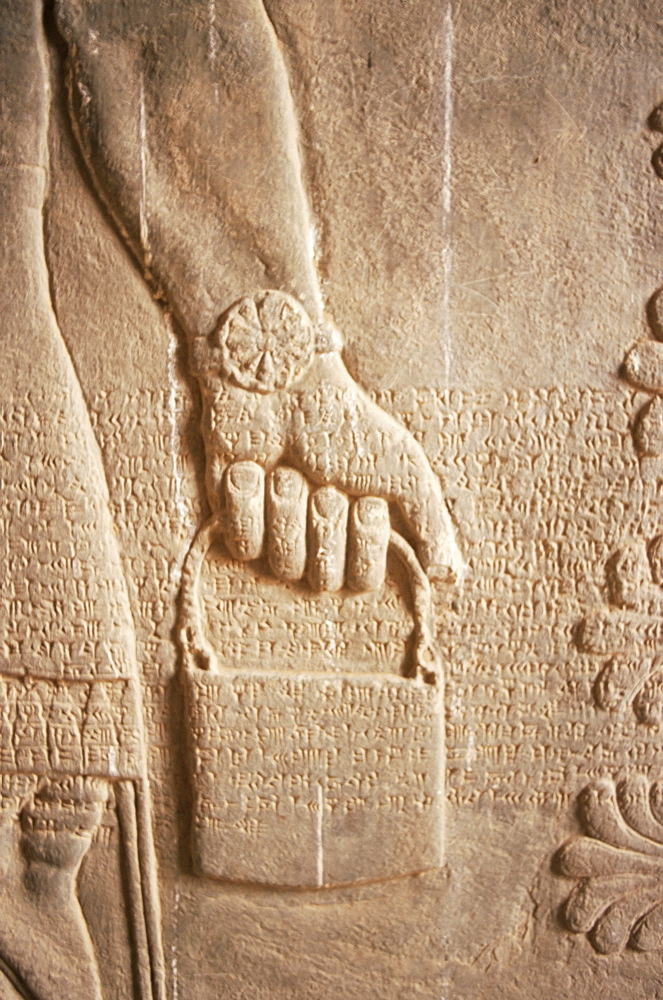 Close up of carved relief, Nimrud, Iraq, Middle East