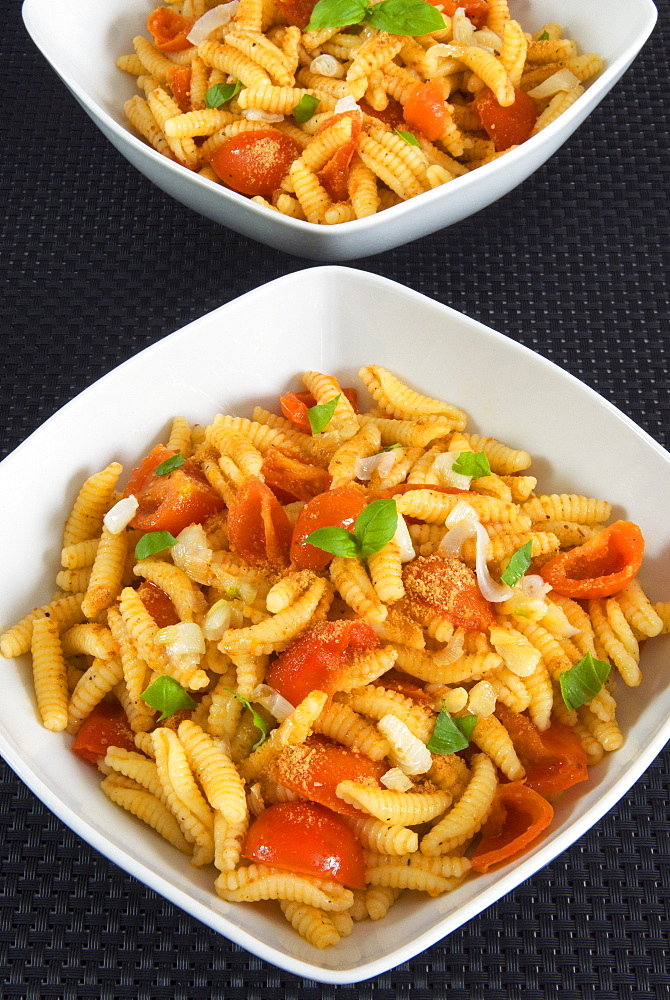 Sardinian Malloreddus with Pachino tomatoes and botargo, Sardinia, Italy, Europe