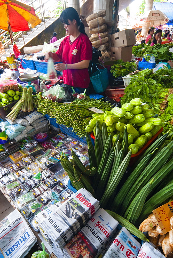 Food market, Kuching, Sarawak, Malaysian Borneo, Malaysia, Southeast Asia, Asia