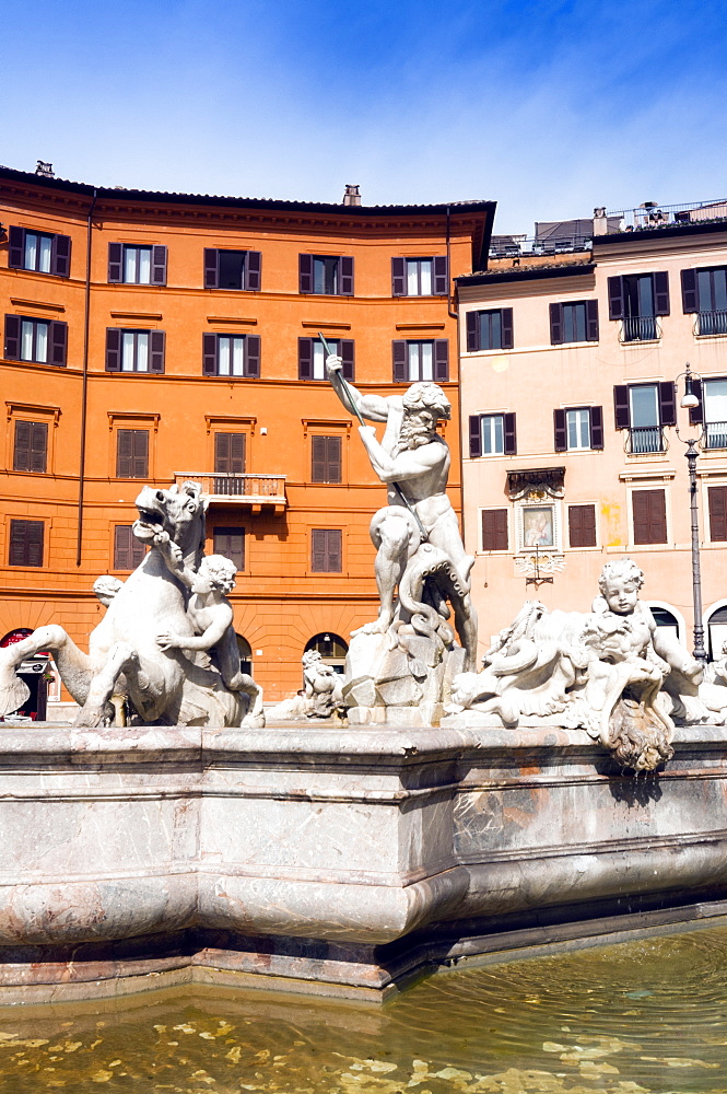 Fountain of Neptune, Piazza Navona, Rome, Unesco World Heritage Site, Latium, Italy, Europe