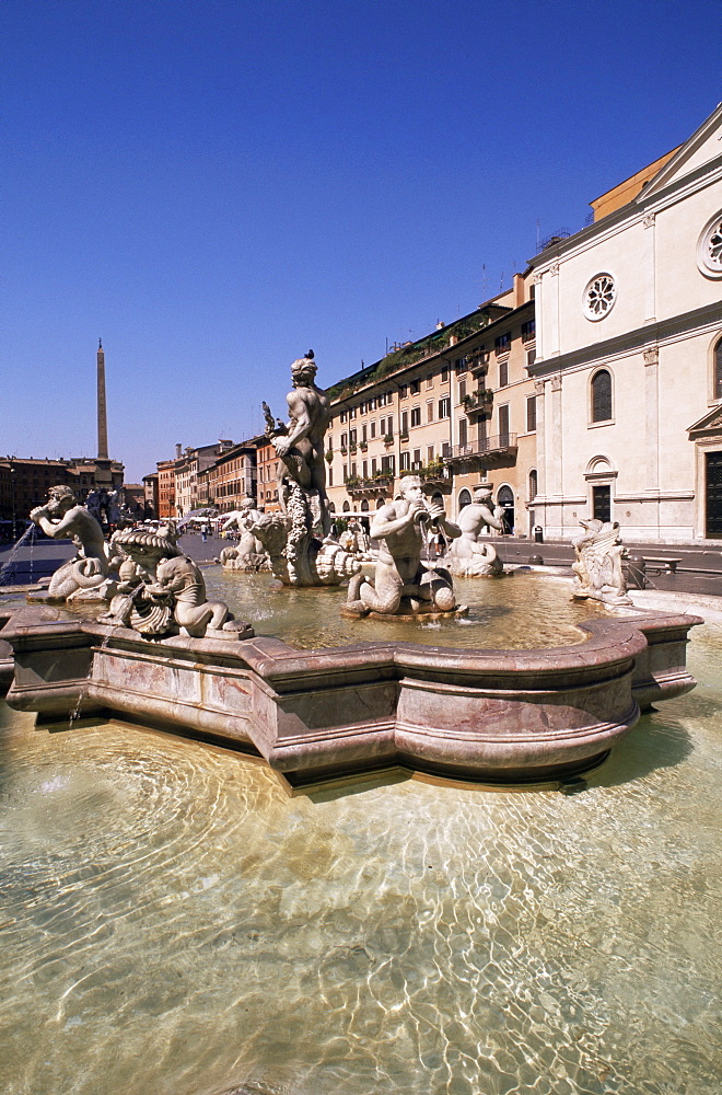 Moro fountain, Navona Square, Rome, Lazio, Italy, Europe