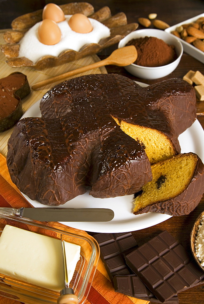 Colomba with chocolate (Italian Easter cake), Italy, Europe