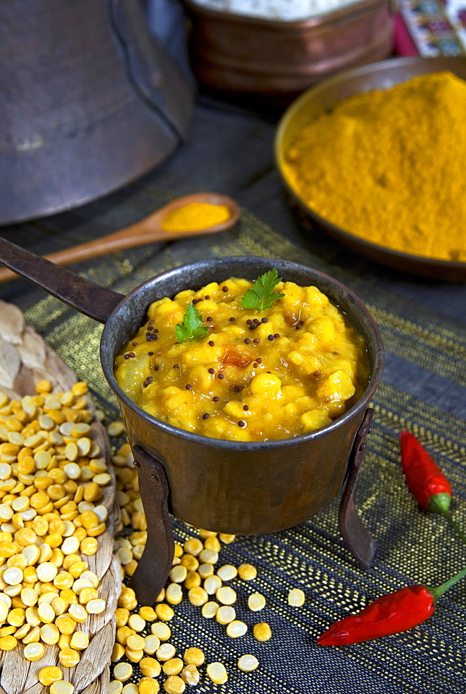 Indian food, pan of dhal, India, Asia