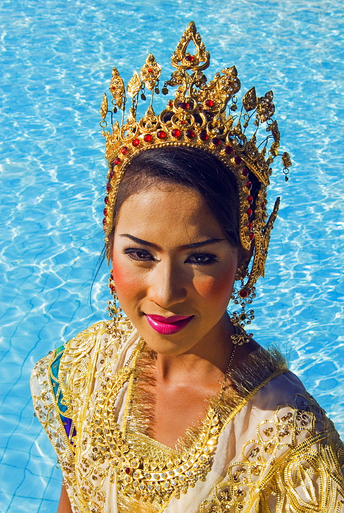 Girl in traditional Thai clothes, Phuket, Thailand, Southeast Asia, Asia