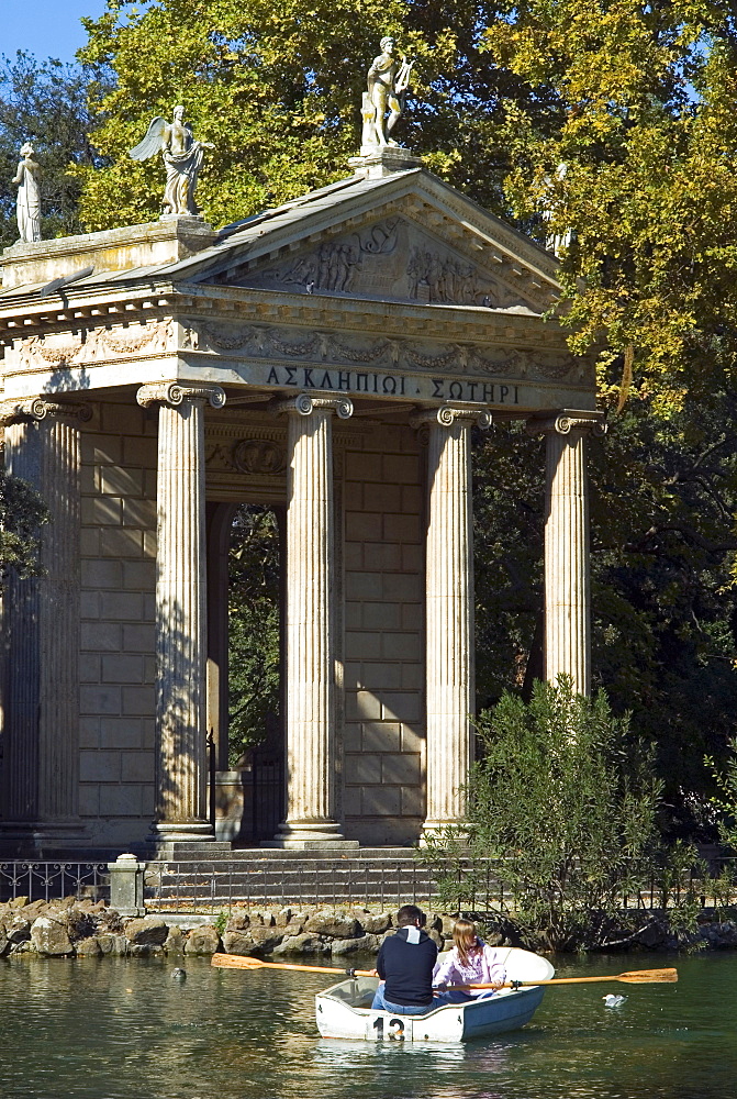 Aesculapius Temple, Lake in Villa Giulia Garden, Rome, Lazio, Italy, Europe