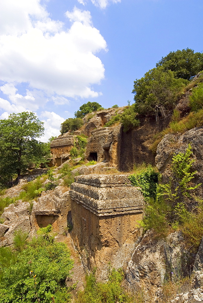 Etruscan Necropolis of Norchia dating from the 4th to 2nd centuries BC, Viterbo, Latium, Italy, Europe