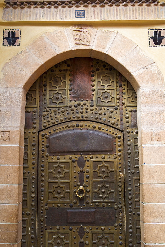 Ancient door, Medina, Marrakech (Marrakesh), Morocco, North Africa, Africa