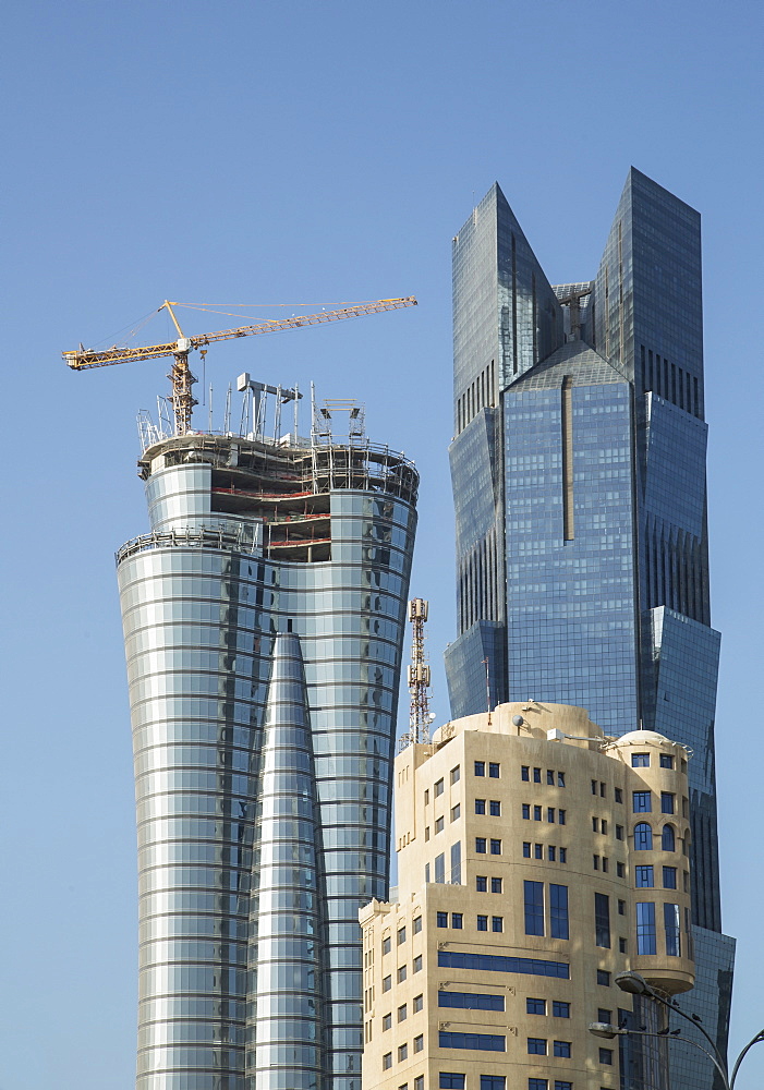 Futuristic skyscrapers downtown in Doha, Qatar, Middle East