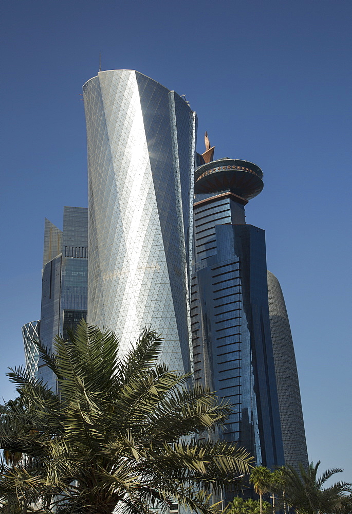 Futuristic skyscrapers downtown in Doha, Qatar, Middle East