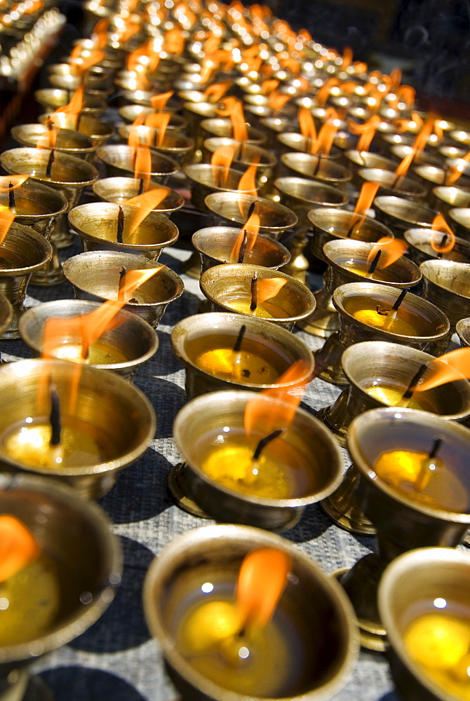 Prayer candles, Nanwu Temple, Kangding, Sichuan, China, Asia