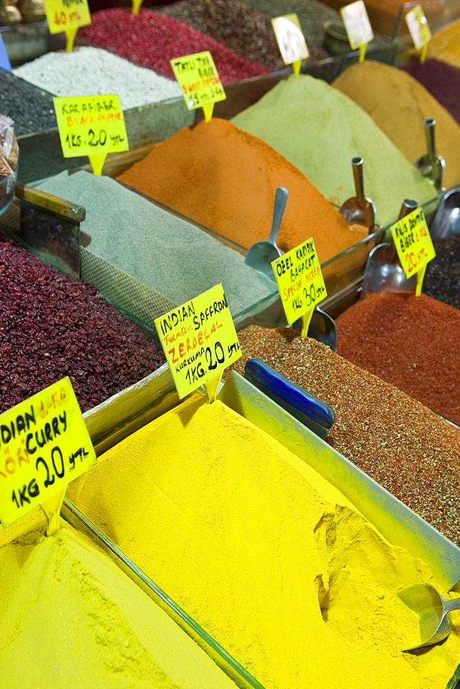 Spices for sale, Spice Bazaar, Istanbul, Turkey, Western Asia