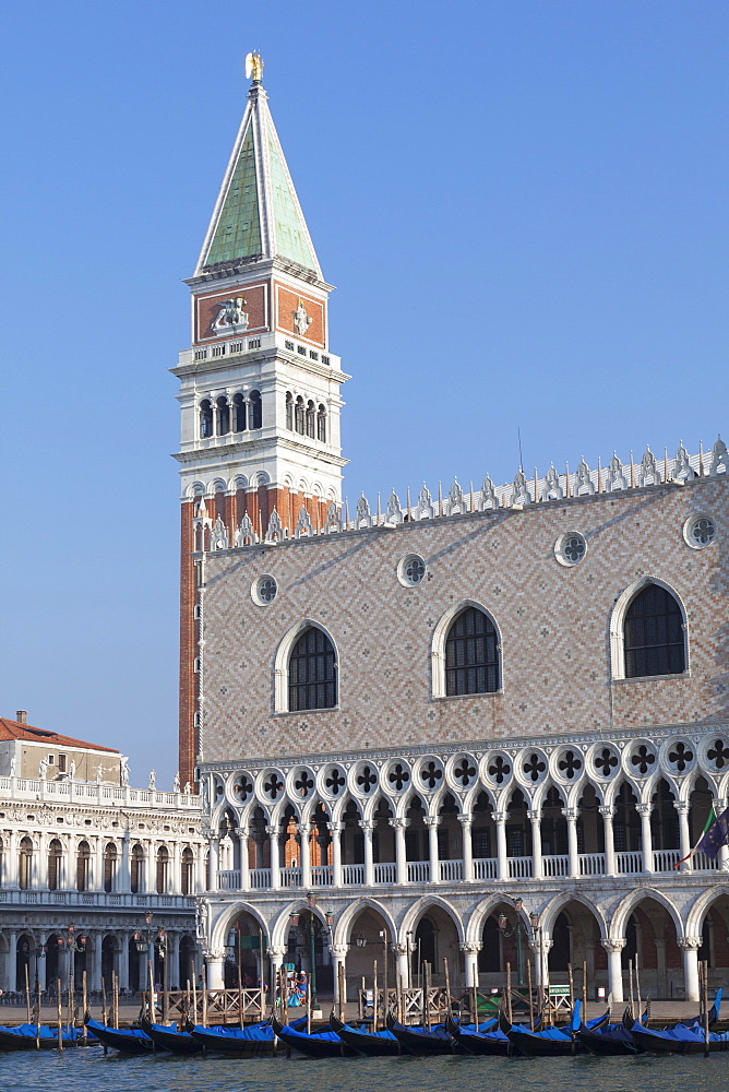 The Campanile and Palazzo Ducale (Doges Palace), seen from St. Mark's Basin, Venice, UNESCO World Heritage Site, Veneto, Italy, Europe