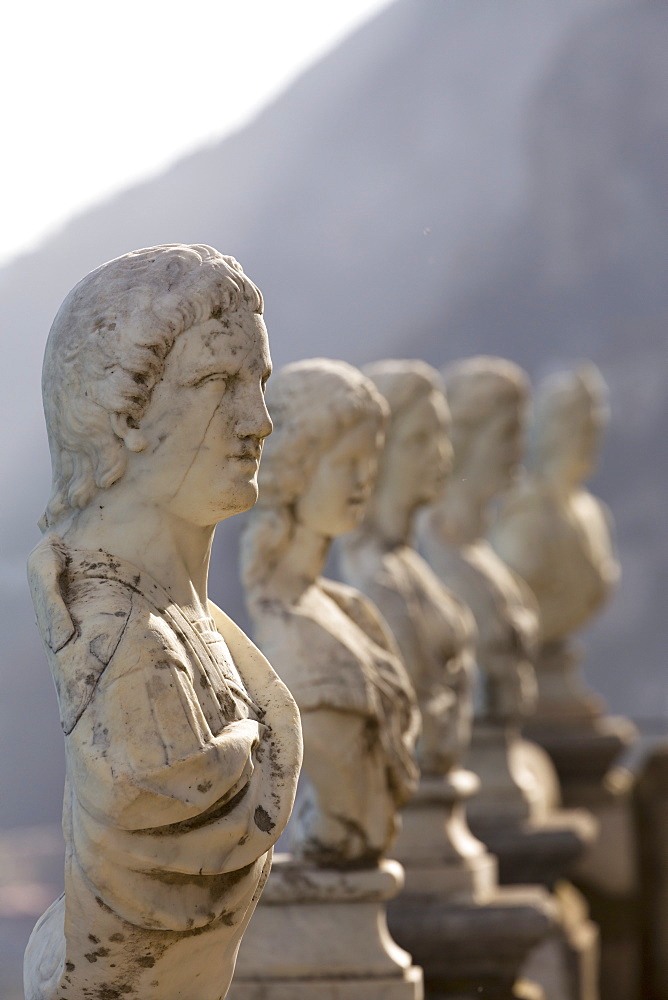 statues on Belvedere of Infinity at the Villa Cimbrone in Ravello, Amalfi Coast (Costiera Amalfitana), UNESCO World Heritage Site, Campania, Italy, Mediterranean, Europe