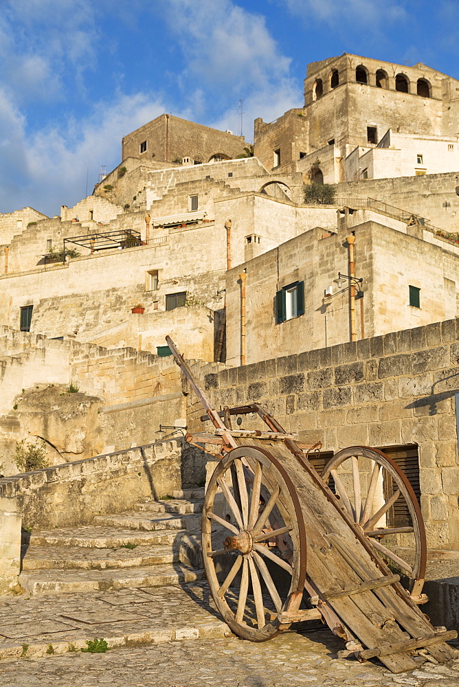 Old cart in the Sassi area of Matera, Basilicata, Italy, Europe