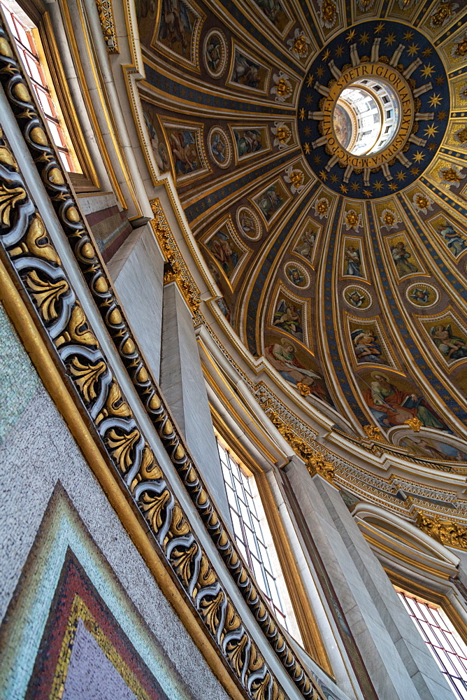 Interior of the dome of St. Peter's Basilica, UNESCO World Heritage Site, Vatican, Rome, Lazio, Italy, Europe